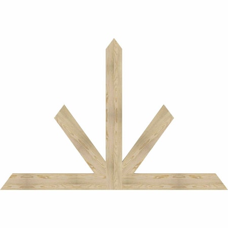 Ekena Millwork Saratoga Rough Sawn Timber Gable Bracket, Douglas Fir, 84"W x 56"H x 2"D x 6"F, 16/12 Pitch GBW084X56X0206SAR00RDF